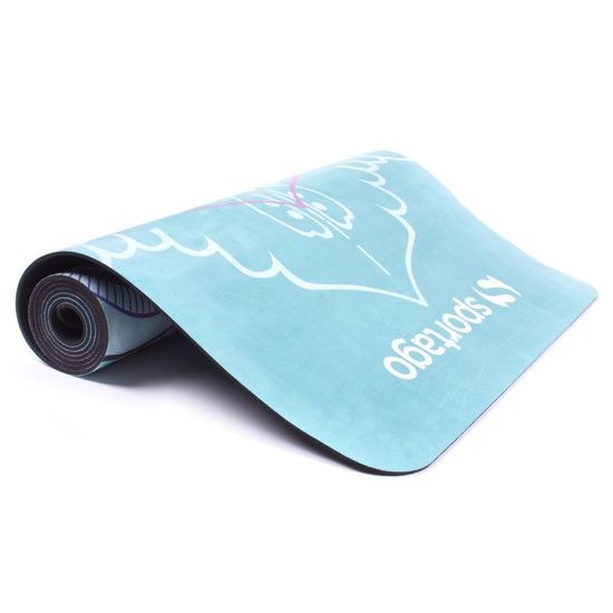 Dizajnová TPE podložka na jogu Sportago s mikrovláknom 183x61 cm - tyrkysová