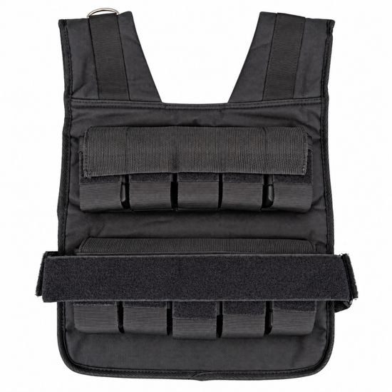 Zadná strana záťažovej vesty Sportago Fortis 20 kg s rozopnutým obvodovým pásom