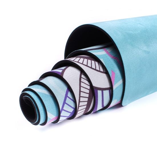 Dizajnová TPE podložka na jogu Sportago s mikrovláknom 183x61 cm - tyrkysová