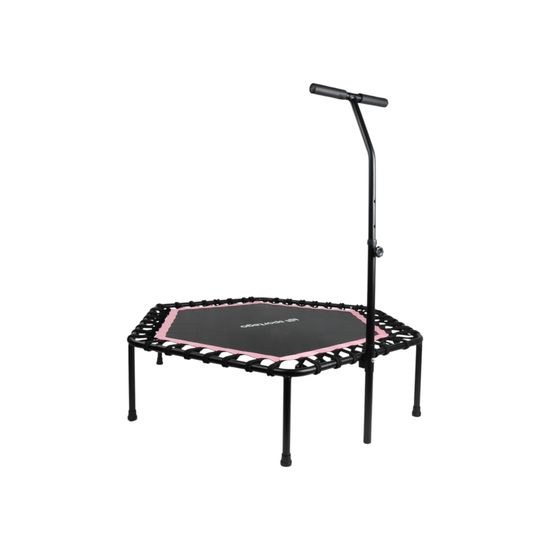 Růžová fitness trampolína Sportago Whee 122 cm s nastavitelným madlem