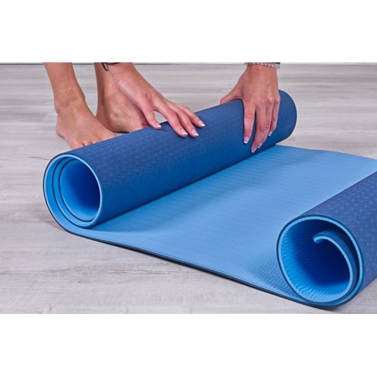 Podložka na cvičení Sportago TPE Yoga dvouvrstvá 173x61x0,6 cm Modrá