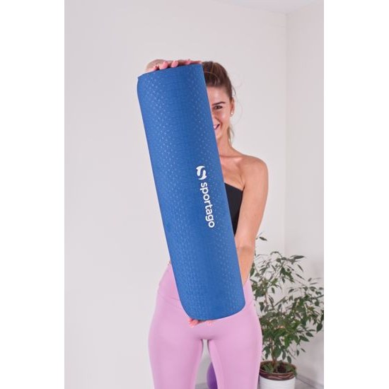 Podložka na cvičení Sportago TPE Yoga dvouvrstvá 173x61x0,6 cm Modrá