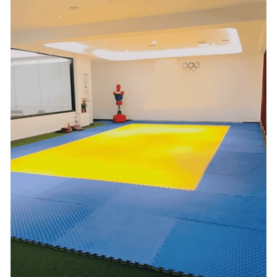Sportago Tatami Taekwondo podložka 100x100cm žltá-modrá