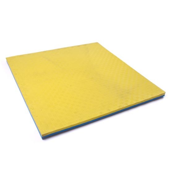 Sportago Tatami Taekwondo podložka 100x100cm žlutá-modrá vzor 2