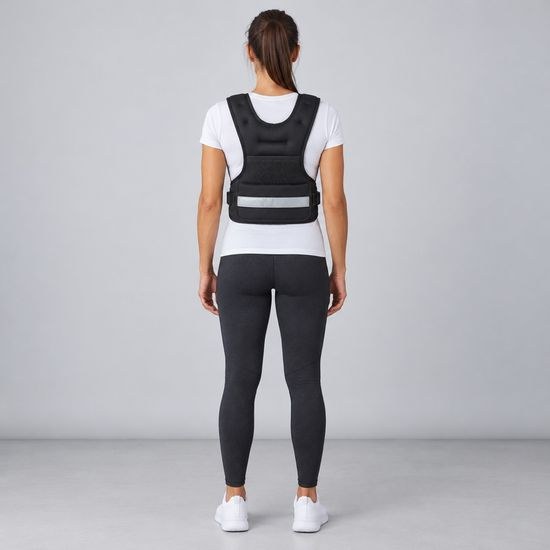Žena so záťažovou vestou Sportago Vigor 10 kg, pohľad zozadu na celú postavu