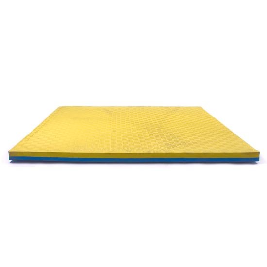 Sportago Tatami Taekwondo podložka 100x100cm žlutá-modrá vzor 2
