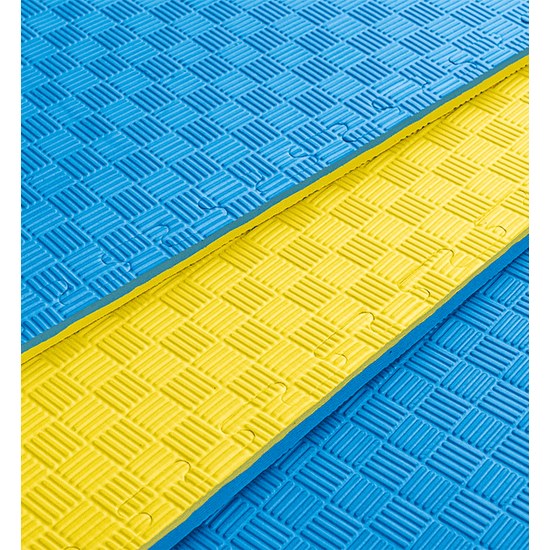 Sportago Tatami Taekwondo podložka 100x100cm žlutá-modrá vzor 2