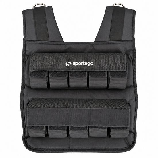 Záťažová vesta Sportago Fortis 20 kg s odkrytými vreckami na oceľové závažia
