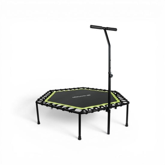 Zelená fitness trampolína Sportago Whee 134 cm s nastavitelným madlem