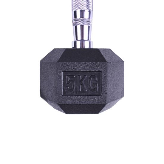 Profi šestihranná pogumovaná činka Sportago Hexagon 5 kg