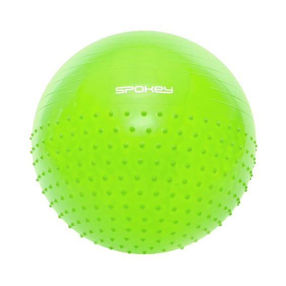 Spokey HALF FIT Gymnastický míč 2v1 masážní zelený, 65 cm včetně pumpičky