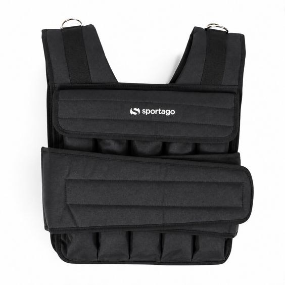 Černá zátěžová vesta Sportago Gravus 20 kg zepředu