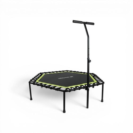 Zelená fitness trampolína Sportago Whee 134 cm s nastavitelným madlem