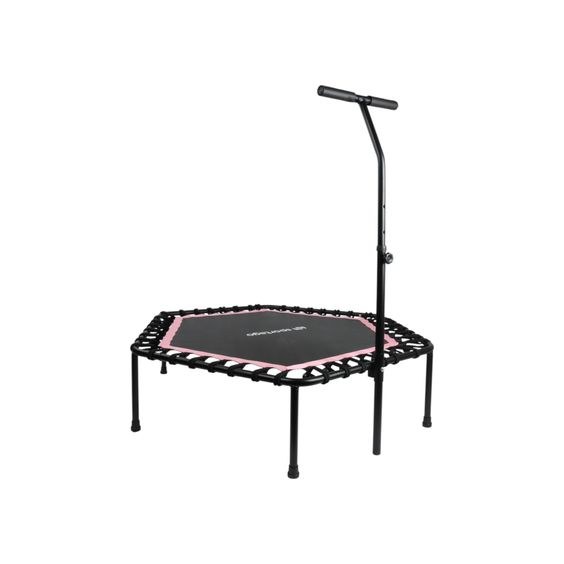 Růžová fitness trampolína Sportago Whee 122 cm s nastavitelným madlem