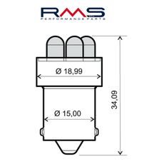 ŽÁROVKA RMS 246510505 12V 5 LED, BA15S G18 BÍLÁ (2KS)