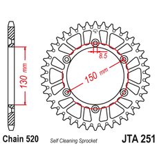 HLINÍKOVÁ ŘETĚZOVÁ ROZETA JT JTA 251-48BLK 48 ZUBŮ, 520 ČERNÁ