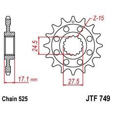 ŘETĚZOVÉ KOLEČKO JT JTF 749-15 15 ZUBŮ, 525