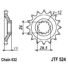 ŘETĚZOVÉ KOLEČKO JT JTF 524-15 15 ZUBŮ, 632