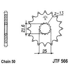 ŘETĚZOVÉ KOLEČKO JT JTF 566-16 16 ZUBŮ, 530