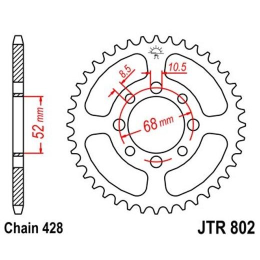 ŘETĚZOVÁ SADA EK - STŘÍBRNÝ ŘETĚZ 428 SRO, O-KROUŽEK, KOLEČKO JT, ROZETA JT PRO KAWASAKI KD 80 1980-1987