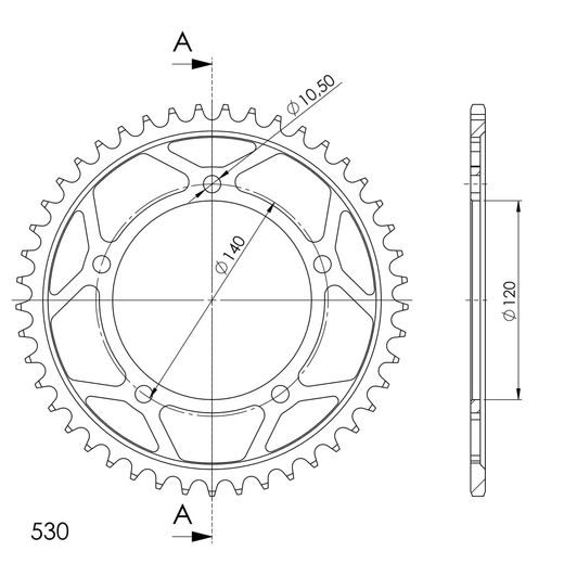 ŘETĚZOVÁ ROZETA SUPERSPROX RFE-1800:45-BLK ČERNÝ 45 ZUBŮ, 530