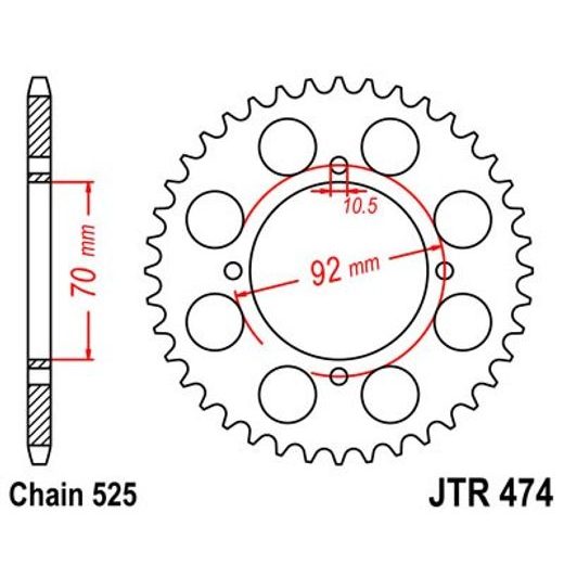 ŘETĚZOVÁ ROZETA JT JTR 474-48 48 ZUBŮ, 525