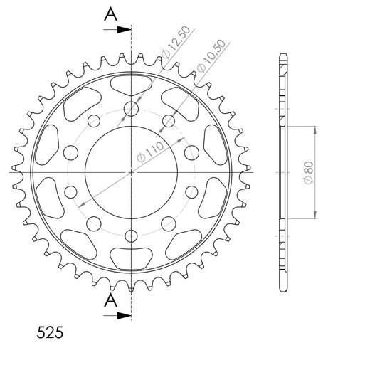 ŘETĚZOVÁ ROZETA SUPERSPROX RFE-1332:39-BLK ČERNÝ 39 ZUBŮ, 525