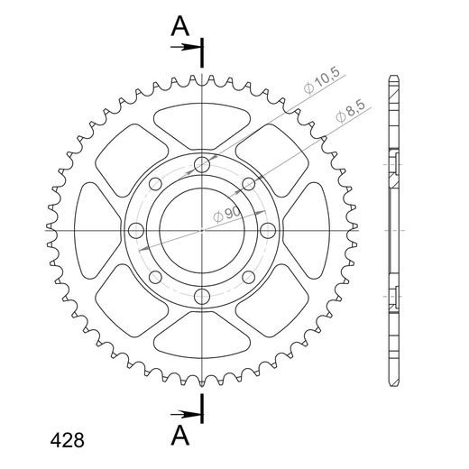 ŘETĚZOVÁ ROZETA SUPERSPROX RFE-269:51-BLK ČERNÝ 51 ZUBŮ, 428