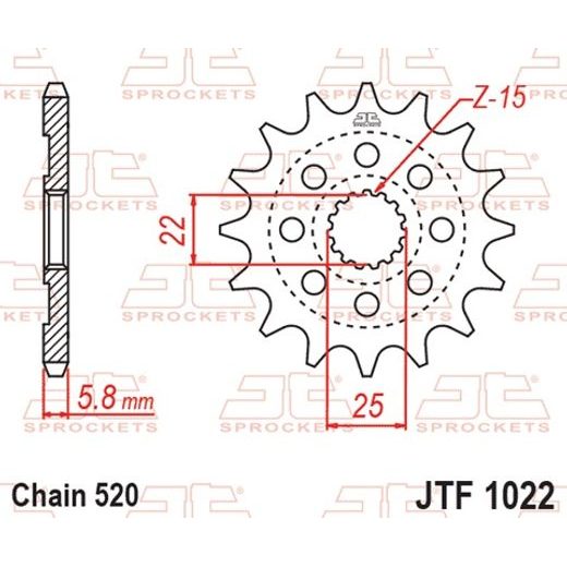 ŘETĚZOVÉ KOLEČKO JT JTF 1022-16 16 ZUBŮ, 520