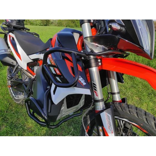 OCHRANNÉ RÁMY MOTORU RDMOTO CF130KD MATNÁ ČERNÁ VRCHNÍ A SPODNÍ PRO KTM ADVENTURE 790 / R 2019-2020, KTM ADVENTURE 890 /R/L 2021-2022