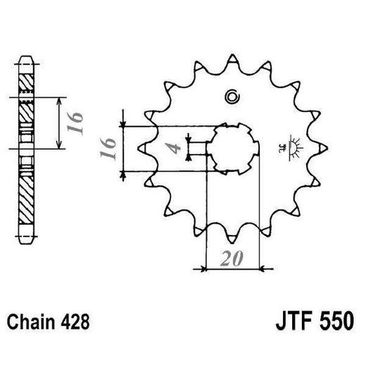 ŘETĚZOVÉ KOLEČKO JT JTF 550-15 15 ZUBŮ, 428