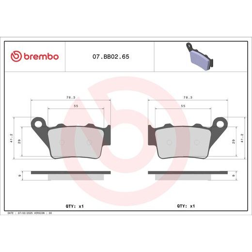 BRZDOVÉ DESTIČKY BREMBO 07BB0265 GENUINE