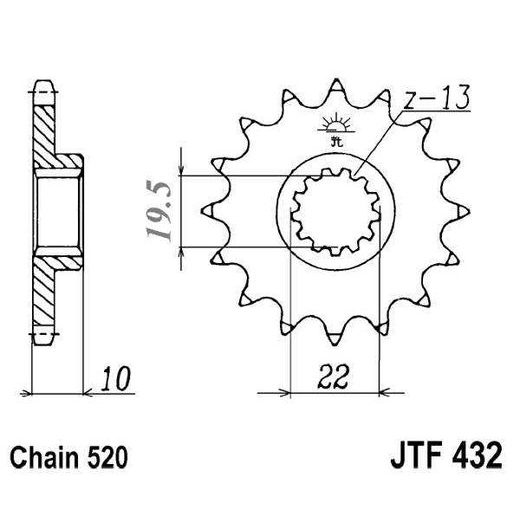 ŘETĚZOVÉ KOLEČKO JT JTF 432-15 15 ZUBŮ, 520