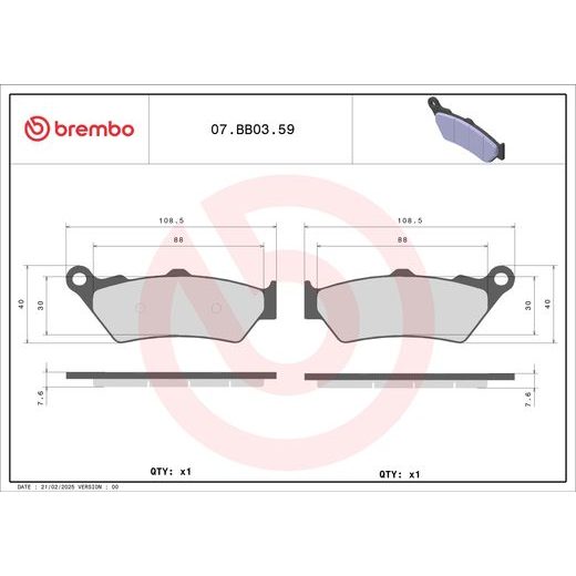 BRZDOVÉ DESTIČKY BREMBO 07BB0359 GENUINE