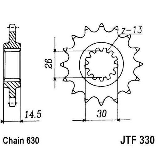 ŘETĚZOVÉ KOLEČKO JT JTF 330-15 15 ZUBŮ, 630