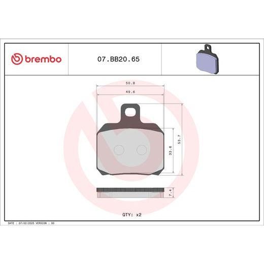BRZDOVÉ DESTIČKY BREMBO 07BB2065 GENUINE