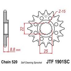 Reťazové koliečko JT JTF 1901-14SC 14 zubov,520 Self Cleaning Lightweight