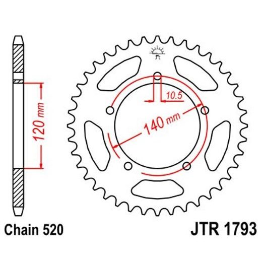 REŤAZOVÁ ROZETA JT JTR 1793-45 45T, 520