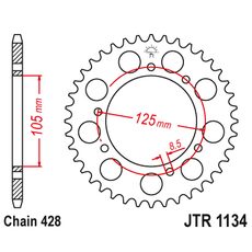 Řetězová rozeta JT JTR 1134-50ZBK 50 zubů, 428 Černý zinek