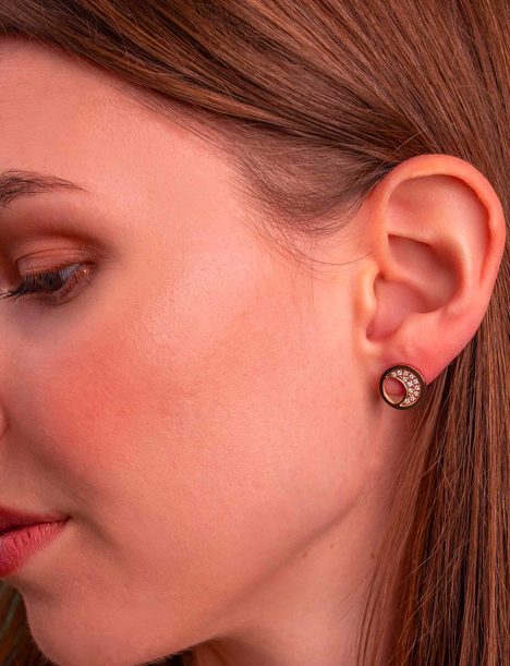 Rose Gold Moon Earrings