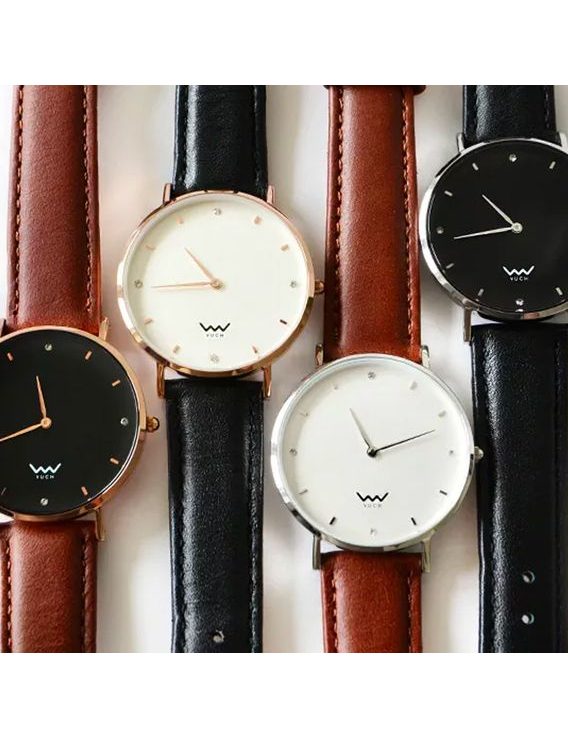 Leather strap Silver Brown