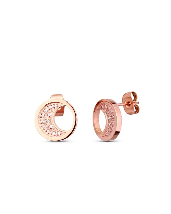 Rose Gold Moon Earrings