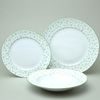 Plate set 12 pcs. for 4 pers. Thun 1794, karlovarský porcelán, Natálie green flowers