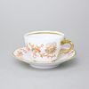 Elegance: Cup 0,21 l + saucer 16 cm, Gold + Orange, Hand-decorated by Vilém Janoušek, Český porcelán a.s