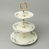 Cake stand 3 pcs. 34 cm, Thun 1794, karlovarský porcelán, BERNADOTTE ivory + flowers + gold line