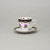 440: Cup espresso 100 ml + saucer 10 cm, Sonáta, cobalt + roses, Leander Loučky