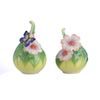COSMOS OF COLOR-COSMOS AND BUTTERFLY DESIGN porcelain salt and pepper shakers, FRANZ porcelain