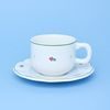 Cup 250 ml + saucer 170 mm, red flower + green, G. Benedikt 1882