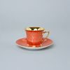 Cup 80 ml and saucer Windsor mocca, Orange, Leander 1907