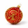 Onion Pattern Christmas Tree Decoration Ball, 8 cm RED (with gold), Czech Glass christmas decorations